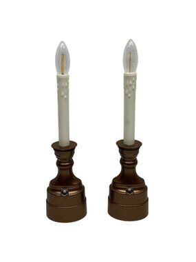 Bethlehem Lights Battery Powered Timer Sensor Satin Bronze LED Candles Set Of 2